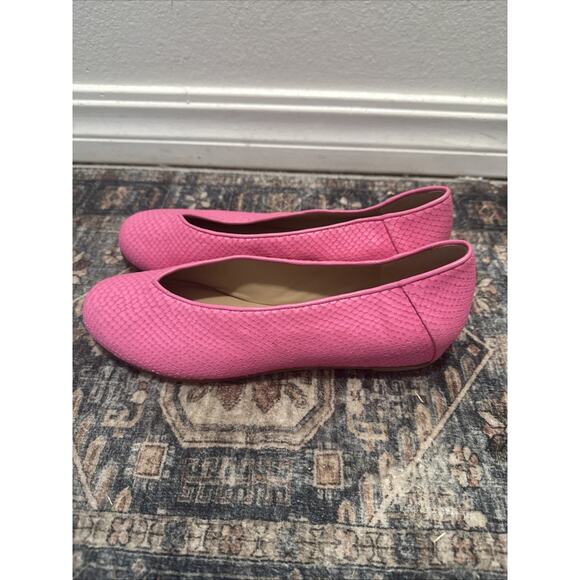 Eileen Fisher Shoes Women 8 Ballet Loafer Hidden Wedge Pink Snakeskin Carver New - Picture 3 of 6
